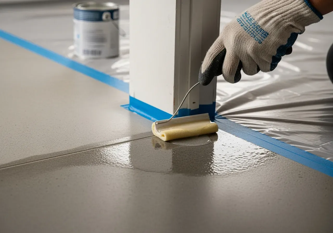 Dammbindning av betonggolv i lager