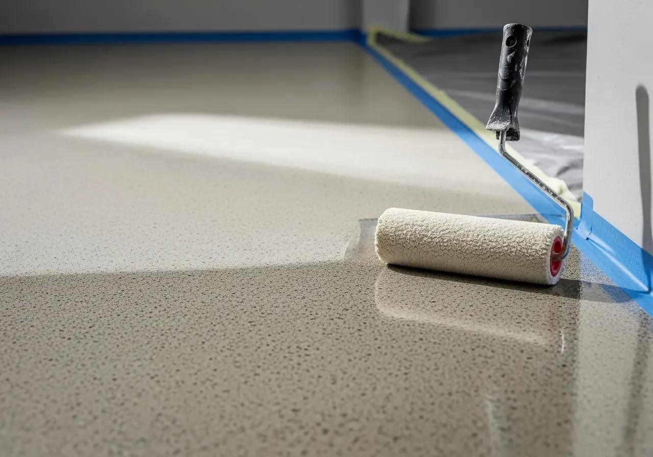 Oljeskydd för betonggolv i verkstad