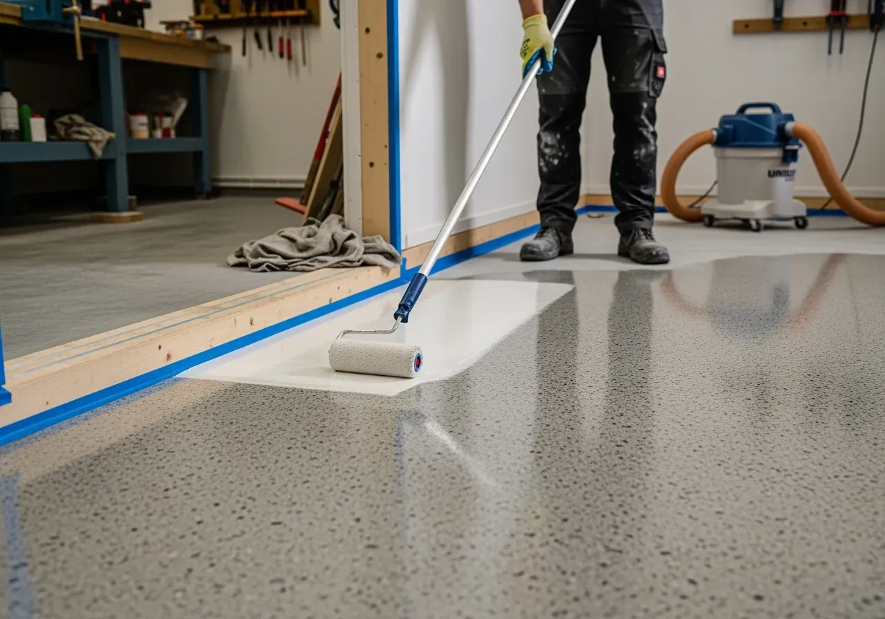 Polerad betong med densifier glans