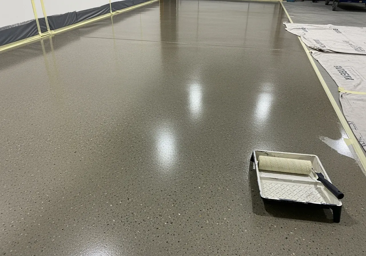 Kemikalieskydd för betonggolv i verkstad