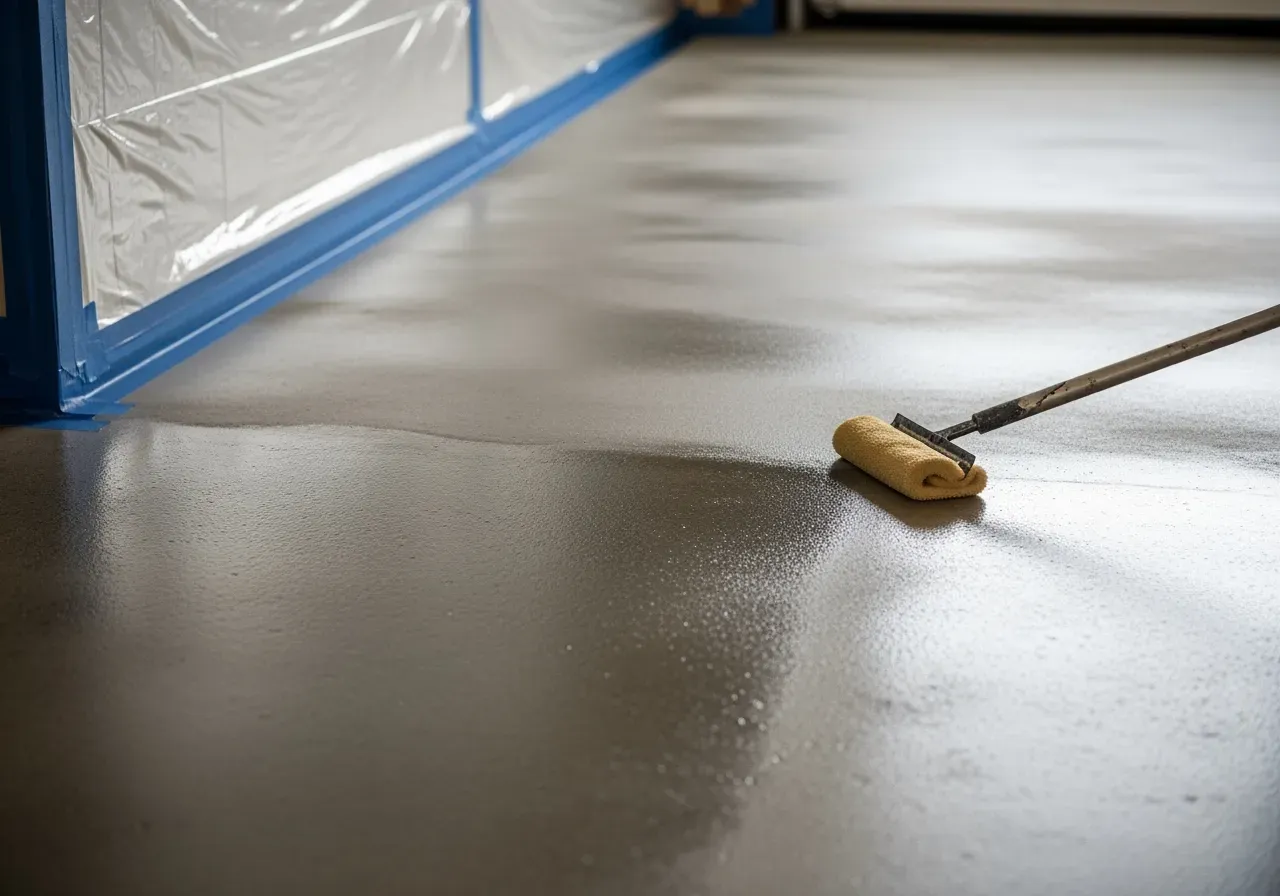 Polering av betonggolv med power trowel