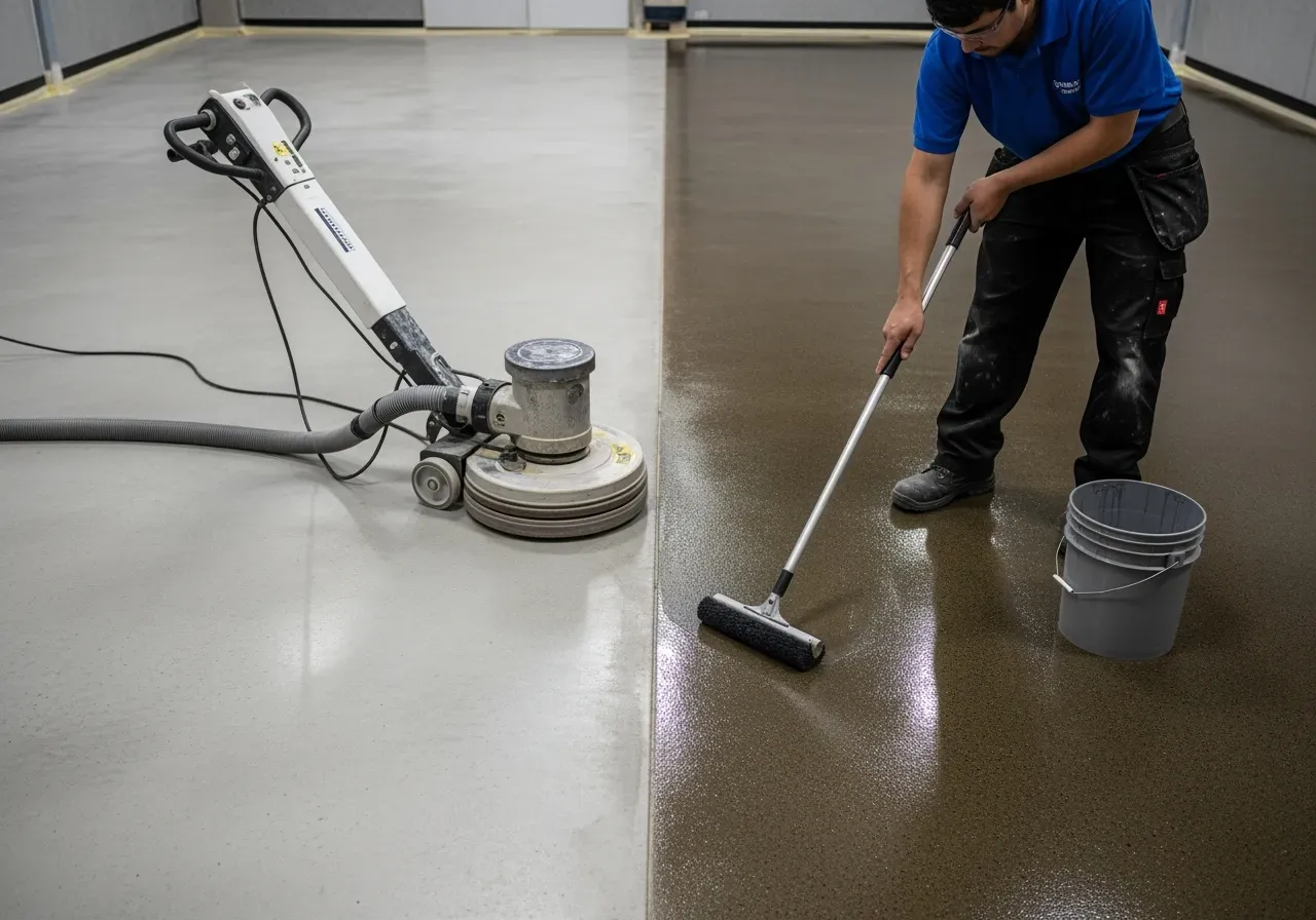 Tvätt av fläckig betongplatta